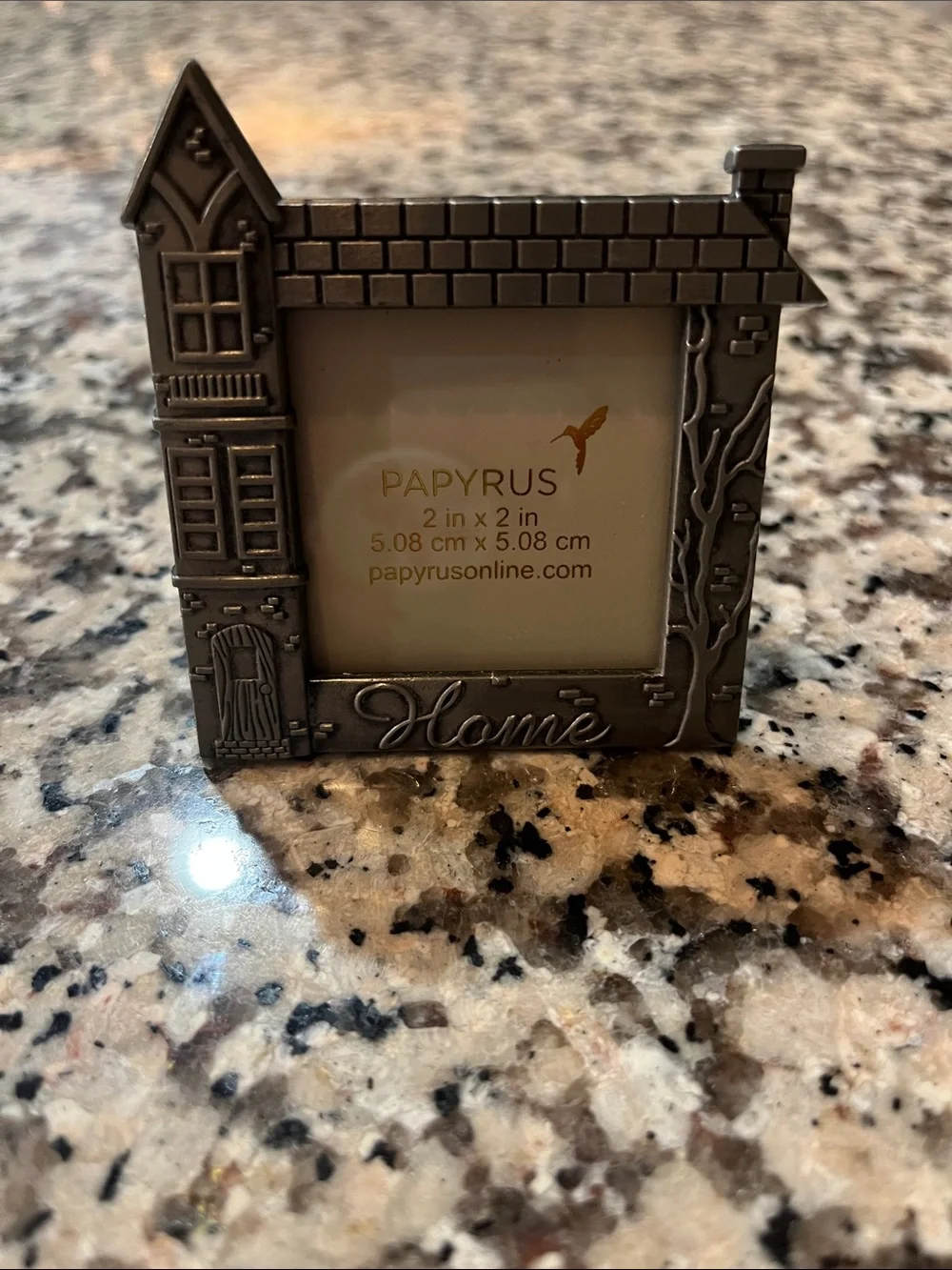 BRAND NEW- Papyrus Pewter House Motif 'Home' Frame - 2in x 2in, Silver Finish